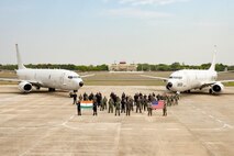 A detachment from the U.S. Navy’s Patrol Squadron (VP) 8 poses in front of their P-8A Poseidon alongside members of Indian Naval Air Squadron (INAS) 312 and their P-8I at Indian Naval Station (INS) Rajali in Tamil Nadu, India, during Exercise Tiger Triumph 2025, April 12.