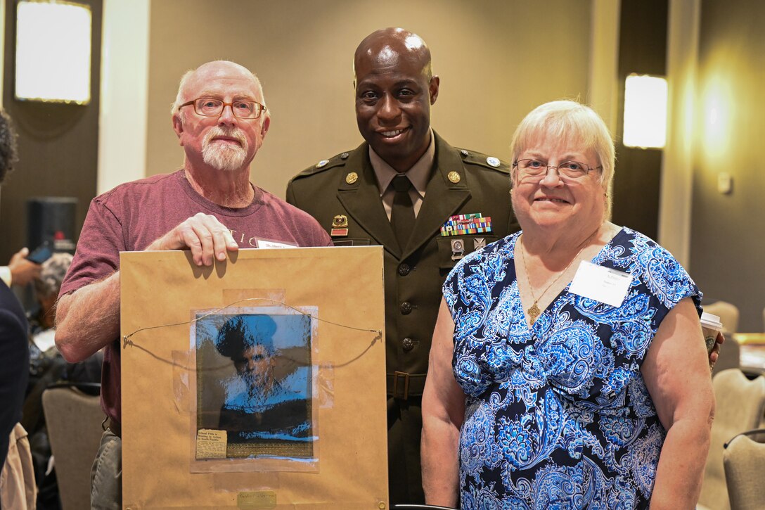 Sgt. Maj. Anthony Worsley, Defense POW/MIA Accounting Agency senior enlisted advisor, meets with family members during a family member update in New Orleans, April 12, 2025.
