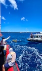 Maritime law enforcement and emergency responders from the Guam Port Authority and Guam Fire Department conduct training in Apra Harbor, Guam, as part of the NASBLA Boat Crew Member Course on March 26, 2025.