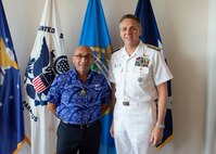 Commander, U.S. Indo-Pacific Command (USINDOPACOM) Adm. Phil Davidson, poses with New Zealand’s Minister of Defense, The Honorable Ron Mark, for a photo at USINDOPACOM headquarters.
