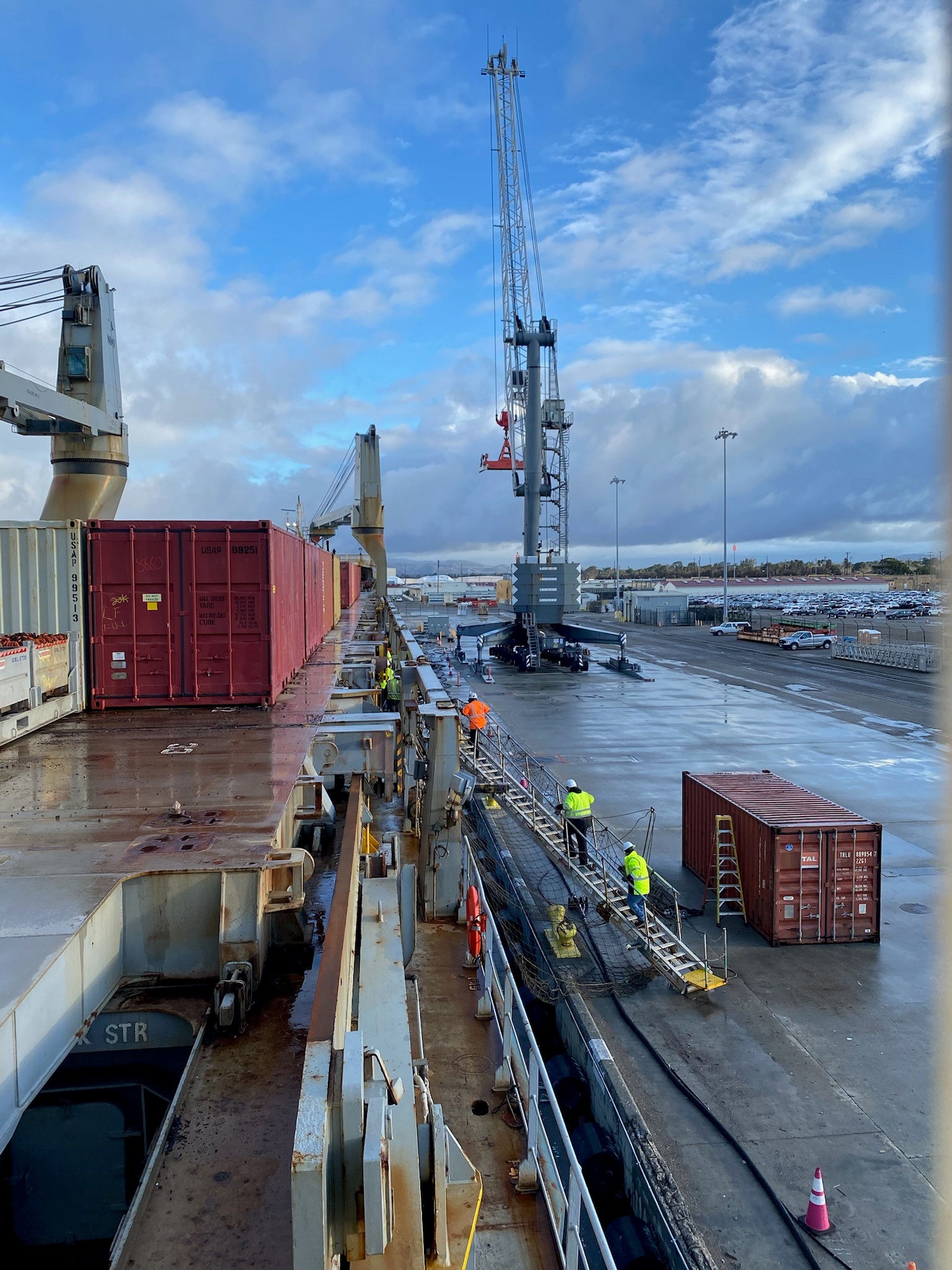 Military Sealift Command-chartered container ship MV Ocean Giant has arrived Port Hueneme, Calif., and is conducting cargo offload, following its mission to Antarctica in support of Operation Deep Freeze (ODF) 2025.