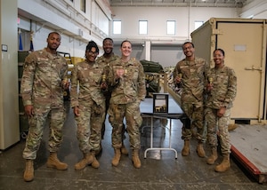 Airmen standing in group for photo