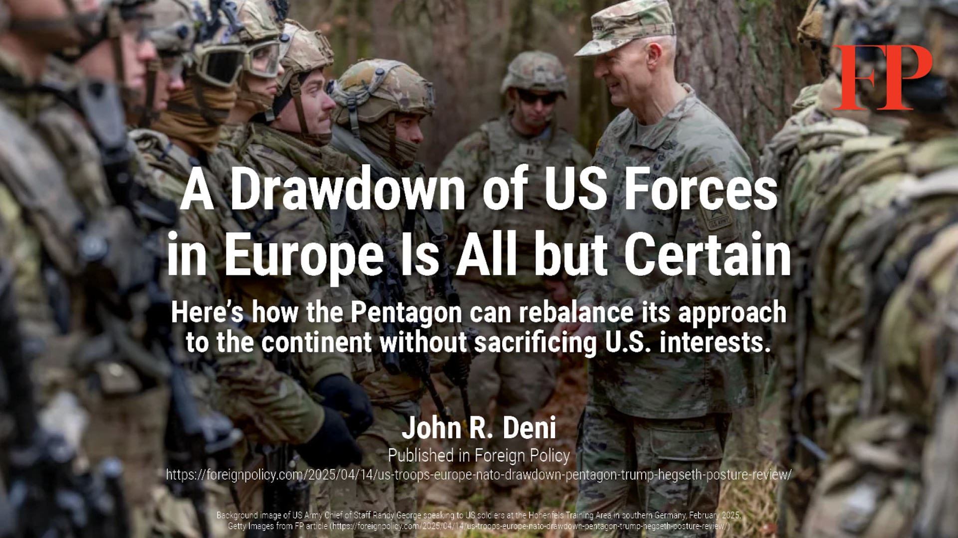 A Drawdown of U.S. Forces in Europe Is All but Certain | John R. Deni