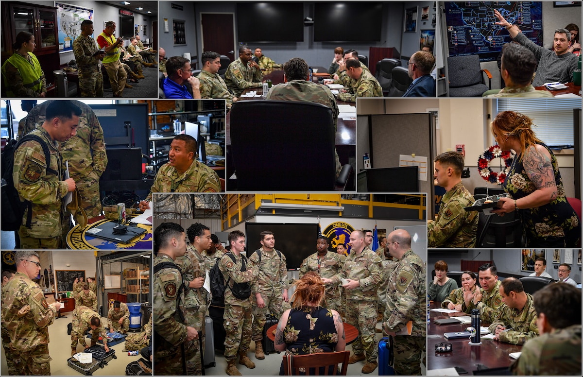 Compilation of photos from combat readiness inspection conducted by the 363d Intelligence, Surveillance, and Reconnaissance Wing. Photos show Air Force members inspecting each other and sharing information.