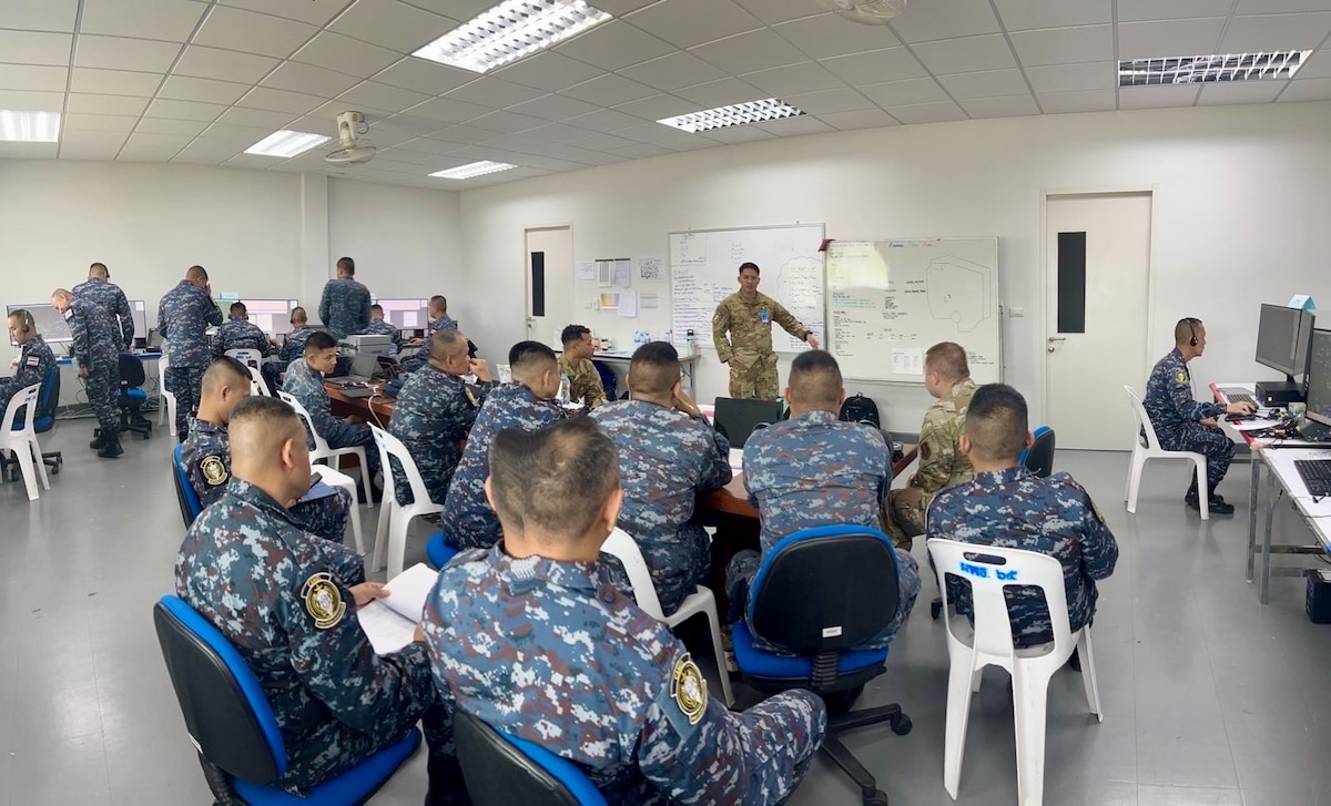 225th Air Defense Squadron command and control instructor teaching a class