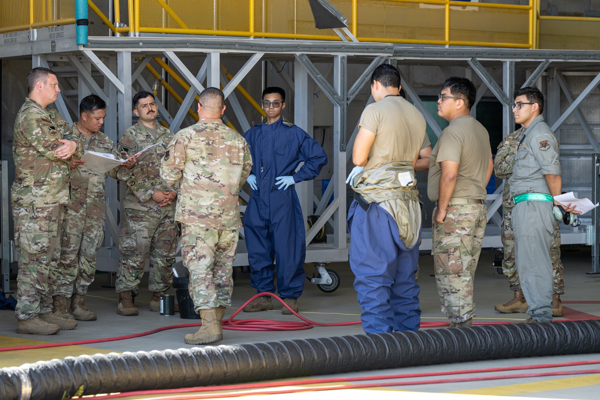 Airmen receive a brief before an exercise