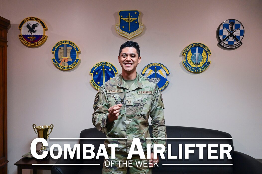 Tech. Sgt. Heyward Francisco, 19th Mission Support Group noncommissioned officer in charge of religious affairs, is selected as Combat Airlifter of the Week April 14, 2025.