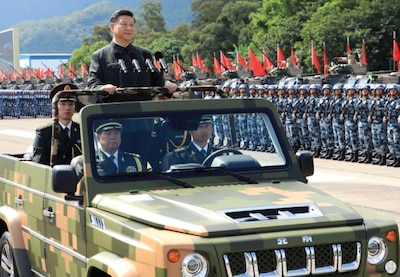 Chinese President Xi Jinping inspects Hong Kong Garrison of Chinese People’s Liberation Army at Shek Kong Barracks.