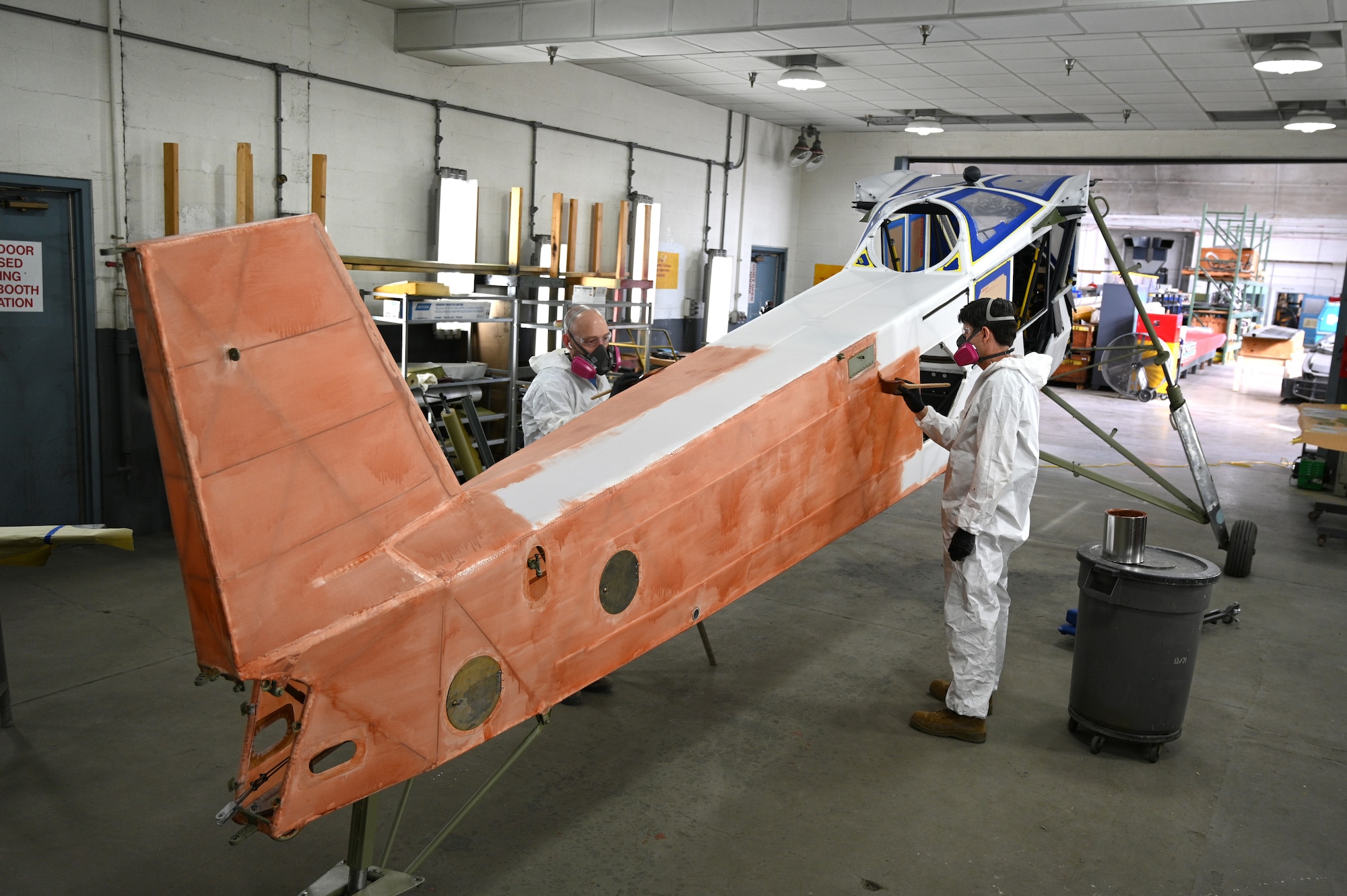 Fieseler Fi-156C-2 Storch aircraft undergoing restoration.