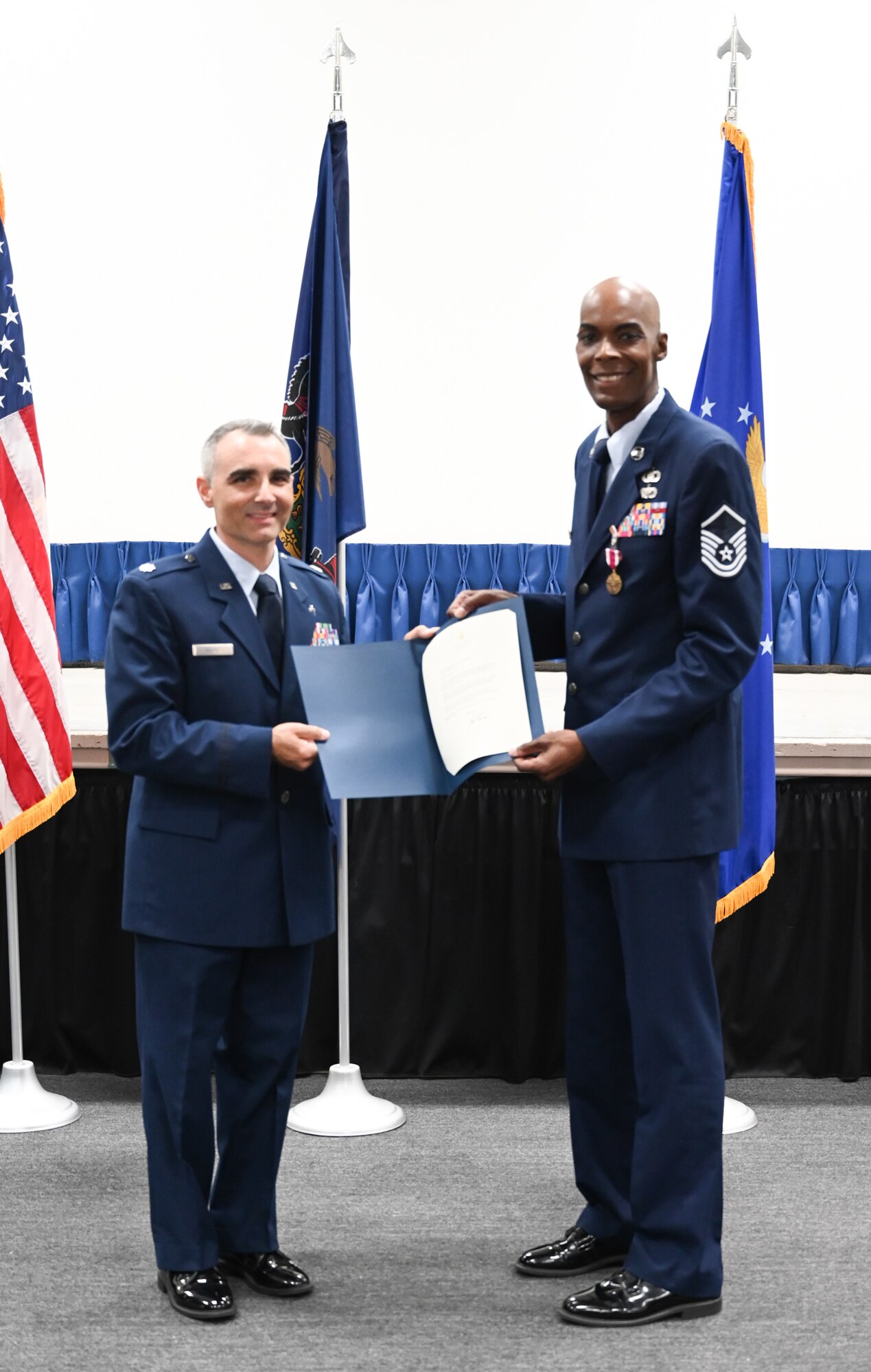 Master Sgt. Earl Scott, the 111th Force Support Squadron chaplain assistant, retires after more than 37 years of exceptional military service during a ceremony here on Aug. 3, 2024.