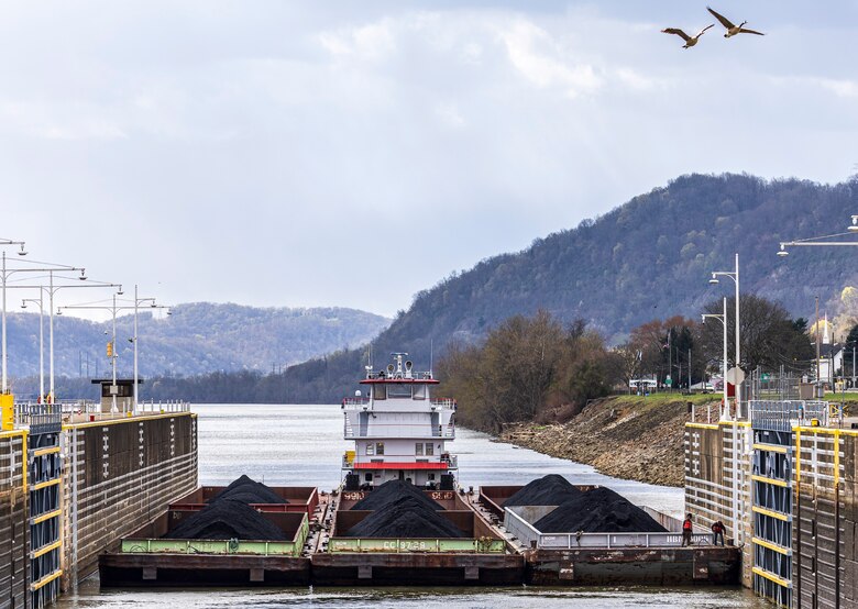 The U.S. Army Corps of Engineers Pittsburgh District operates the New Cumberland Locks and Dam year-round to benefit inland navigation. Each year, over 180 million tons of bulk commodities travel the Ohio River through its system of navigation locks.