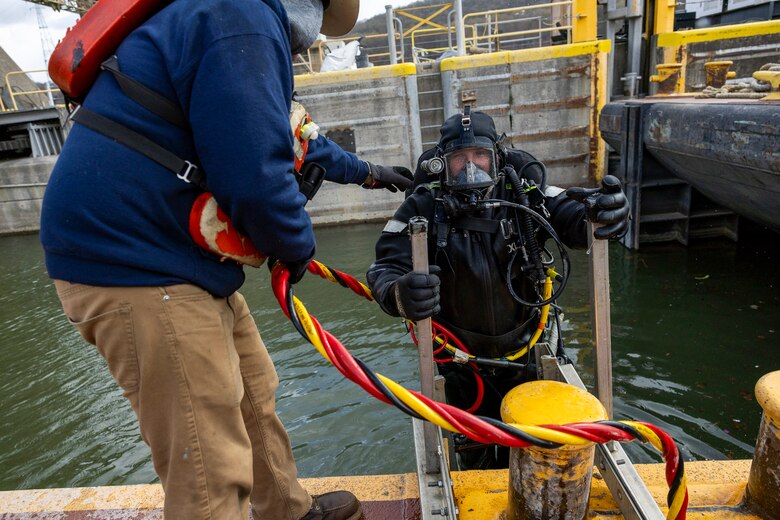 The U.S. Army Corps of Engineers Pittsburgh District operates the New Cumberland Locks and Dam year-round to benefit inland navigation. Each year, over 180 million tons of bulk commodities travel the Ohio River through its system of navigation locks.