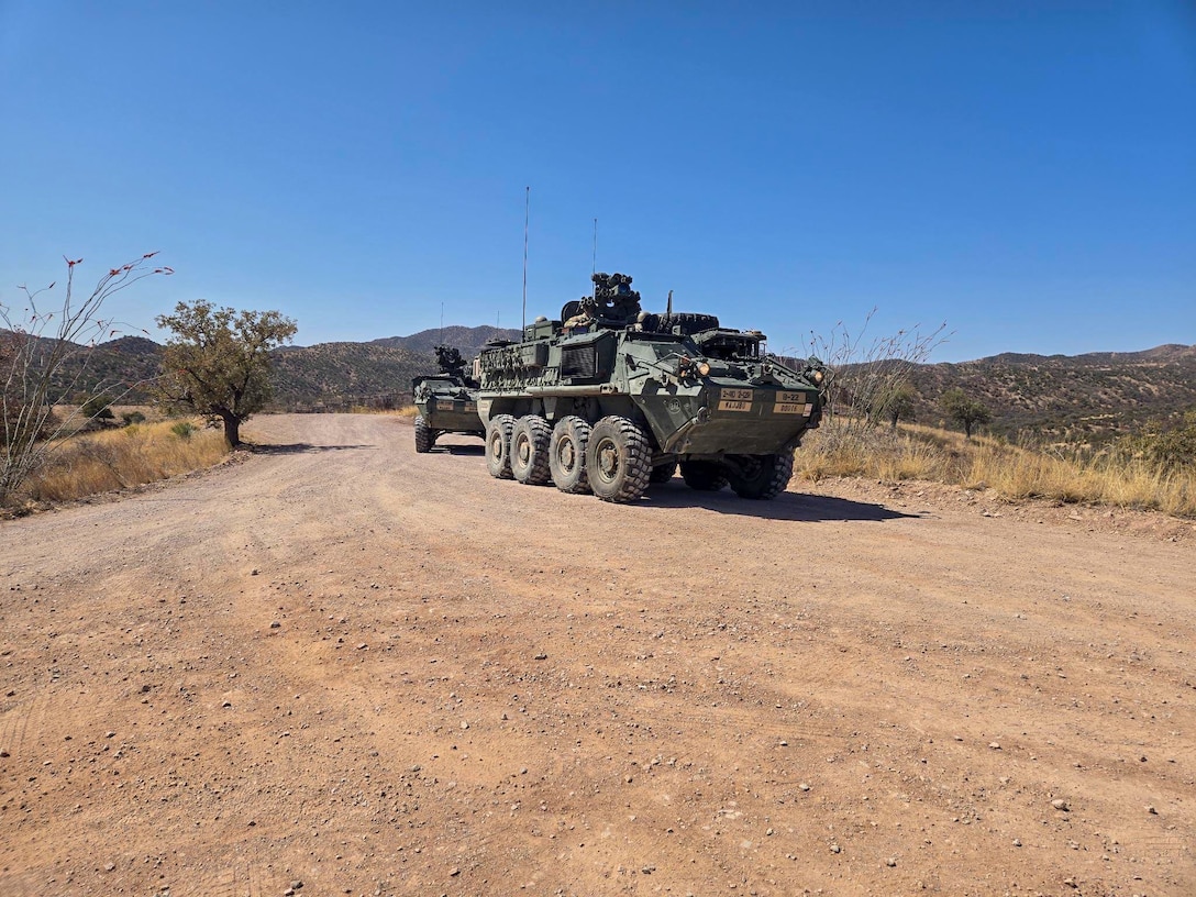 Soldiers assigned to Joint Task Force-Southern Border conduct a joint mounted patrol in a vehicle.