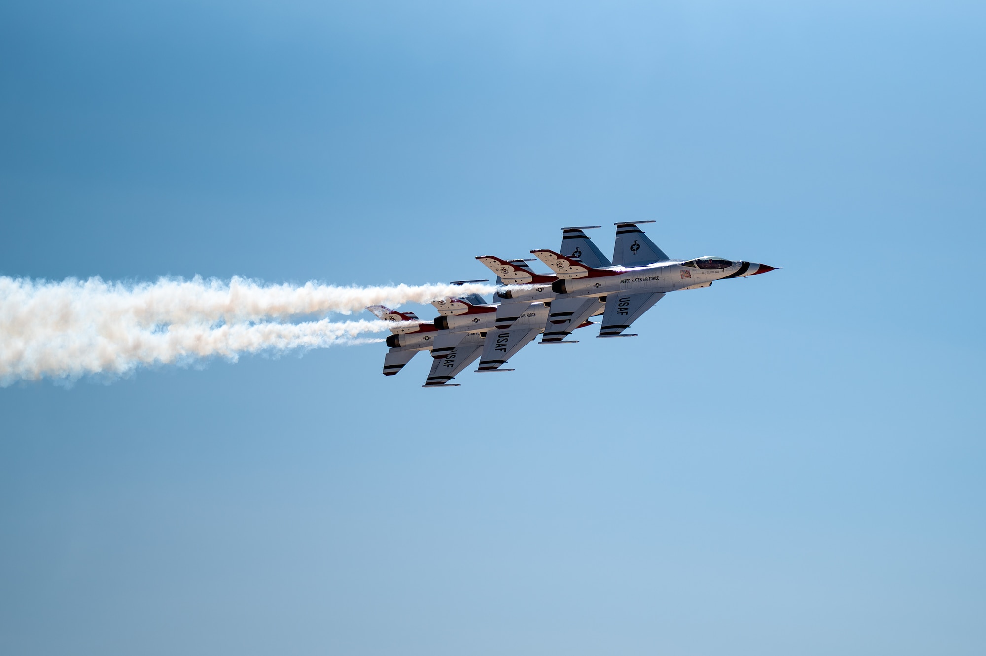 The U.S. Air Force Thunderbirds perform during Aviation Nation 2025 at Nellis Air Force Base (AFB), Nevada, April 4, 2025