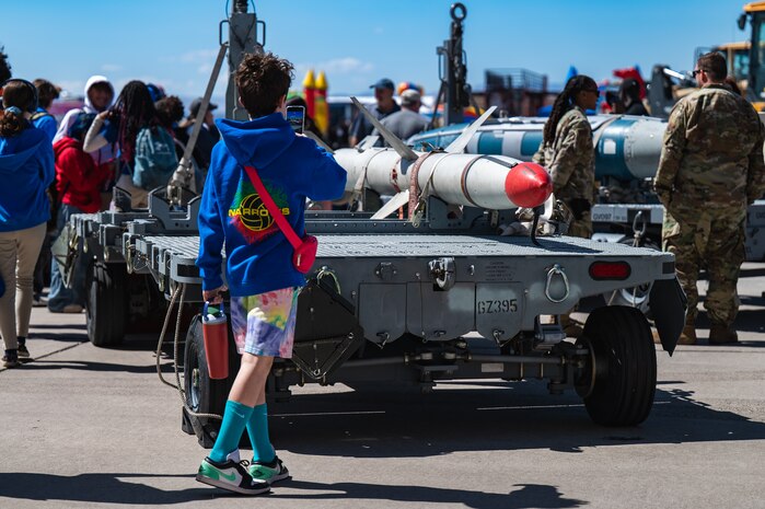 U.S. Air Force inert munitions are on display during Aviation Nation 2025 at Nellis Air Force Base, Nevada, April 4, 2025.