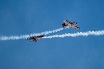 The Undaunted team perform an aerial display with a two ship formation with a Van’s RV-7 and a Van’s RV-8 aircraft during Aviation Nation 2025 at Nellis Air Force Base, Nevada, April 4, 2025.