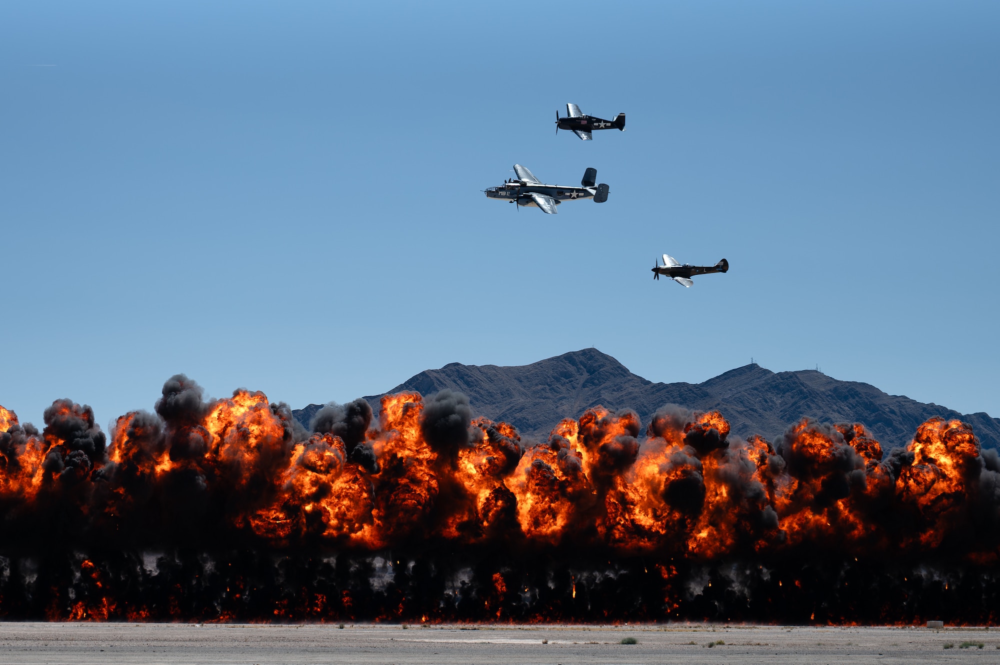 The Commemorative Air Force Southern California (CAF SoCal) Wing performs during Aviation Nation 2025 at Nellis Air Force Base, Nevada, April 5, 2025.