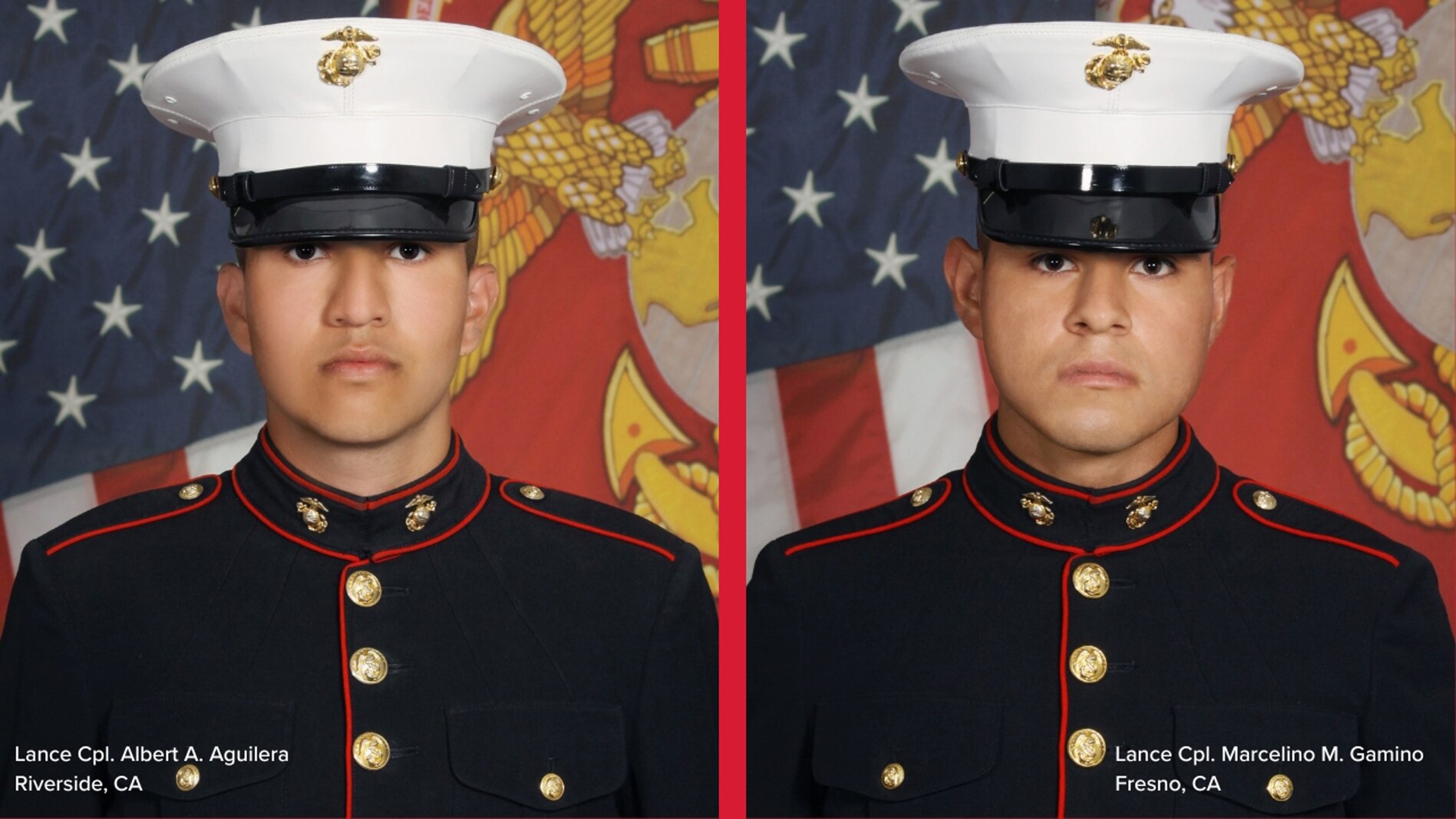 Officials with 1st Marine Division identified the two Marines who were killed after a vehicle accident April 15 while supporting Joint Task Force Southern Border operations. The two Marines are:

Lance Cpl. Albert A. Aguilera, 22, of Riverside, California, was a combat engineer with 1st Combat Engineer Battalion, 1st Marine Division. He enlisted in March 2023 and was promoted to lance corporal in May 2024.

Lance Cpl. Marcelino M. Gamino, 28, of Fresno, California, was a combat engineer with 1st Combat Engineer Battalion, 1st Marine Division. He enlisted in May 2022 and was promoted to lance corporal in August 2024. His decorations include the National Defense Service Medal and Sea Service Deployment Ribbon. He deployed to Darwin, Australia, with Marine Rotational Force - Darwin in 2024.