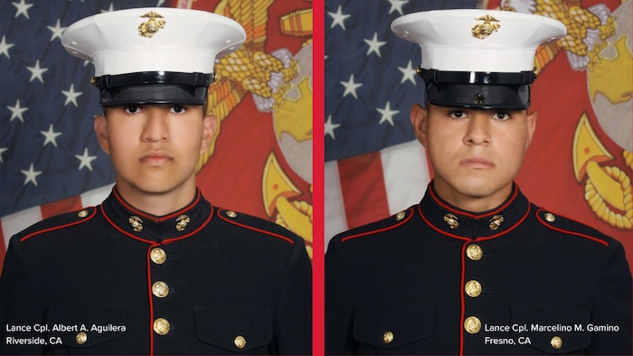 Officials with 1st Marine Division identified the two Marines who were killed after a vehicle accident April 15 while supporting Joint Task Force Southern Border operations. The two Marines are:

Lance Cpl. Albert A. Aguilera, 22, of Riverside, California, was a combat engineer with 1st Combat Engineer Battalion, 1st Marine Division. He enlisted in March 2023 and was promoted to lance corporal in May 2024.

Lance Cpl. Marcelino M. Gamino, 28, of Fresno, California, was a combat engineer with 1st Combat Engineer Battalion, 1st Marine Division. He enlisted in May 2022 and was promoted to lance corporal in August 2024. His decorations include the National Defense Service Medal and Sea Service Deployment Ribbon. He deployed to Darwin, Australia, with Marine Rotational Force - Darwin in 2024.