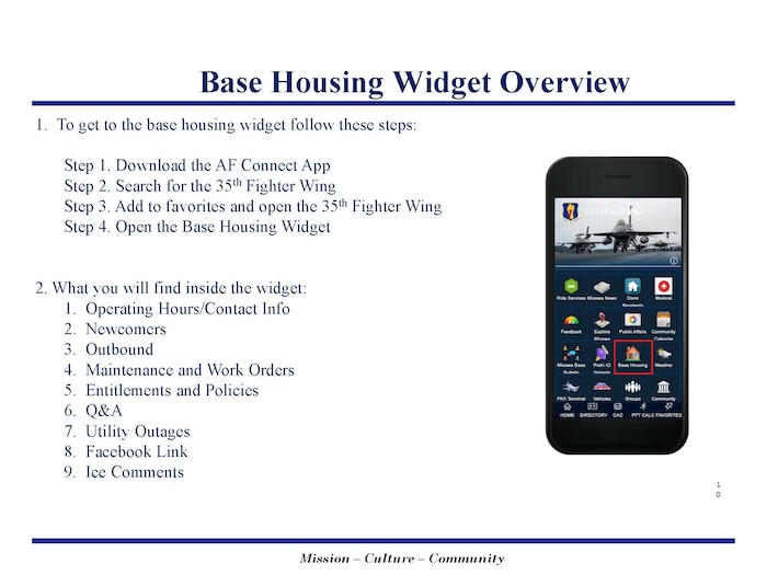 Slideshow presented during the PCS and Housing Town Hall on April 16, 2025 at Misawa Air Base, Japan.