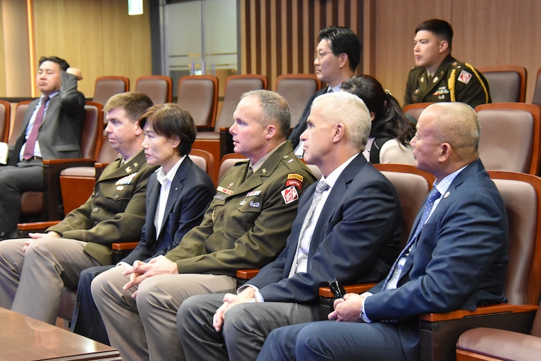 K-water provides an overview of their application of satellite research to representatives from the U.S. Army Corps of Engineers – Pacific Ocean Division and Far East District after a signing event for an updated Memorandum of Understanding (MOU) between the two agencies in Daejeon, South Korea, on April 16, 2025.