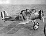 An F4B-1, BuNo A-8153, begins its takeoff run down the flight deck of the USS Lexington (CV 2), which was sunk at the Battle of the Coral Sea in May 1942.