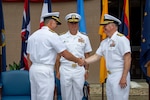 Rear Adm. T. J. Zerr relieves Rear Adm. Wilson Marks during Naval Surface and Mine Warfighting Development Center’s (SMWDC) change of command ceremony at Naval Base San Diego, April 17.