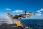 A joint team consisting of F-35 Patuxent River Integrated Test Force flight test members, U.S. Sailors and Marines, and the crew of the Japan Maritime Self-Defense Force Izumo-class multi-functional destroyer JS Kaga (DDH-184) are executing developmental sea trials in the eastern Pacific Ocean to gather the necessary data to certify F-35B Lightning II short takeoff and vertical landing aircraft operations.