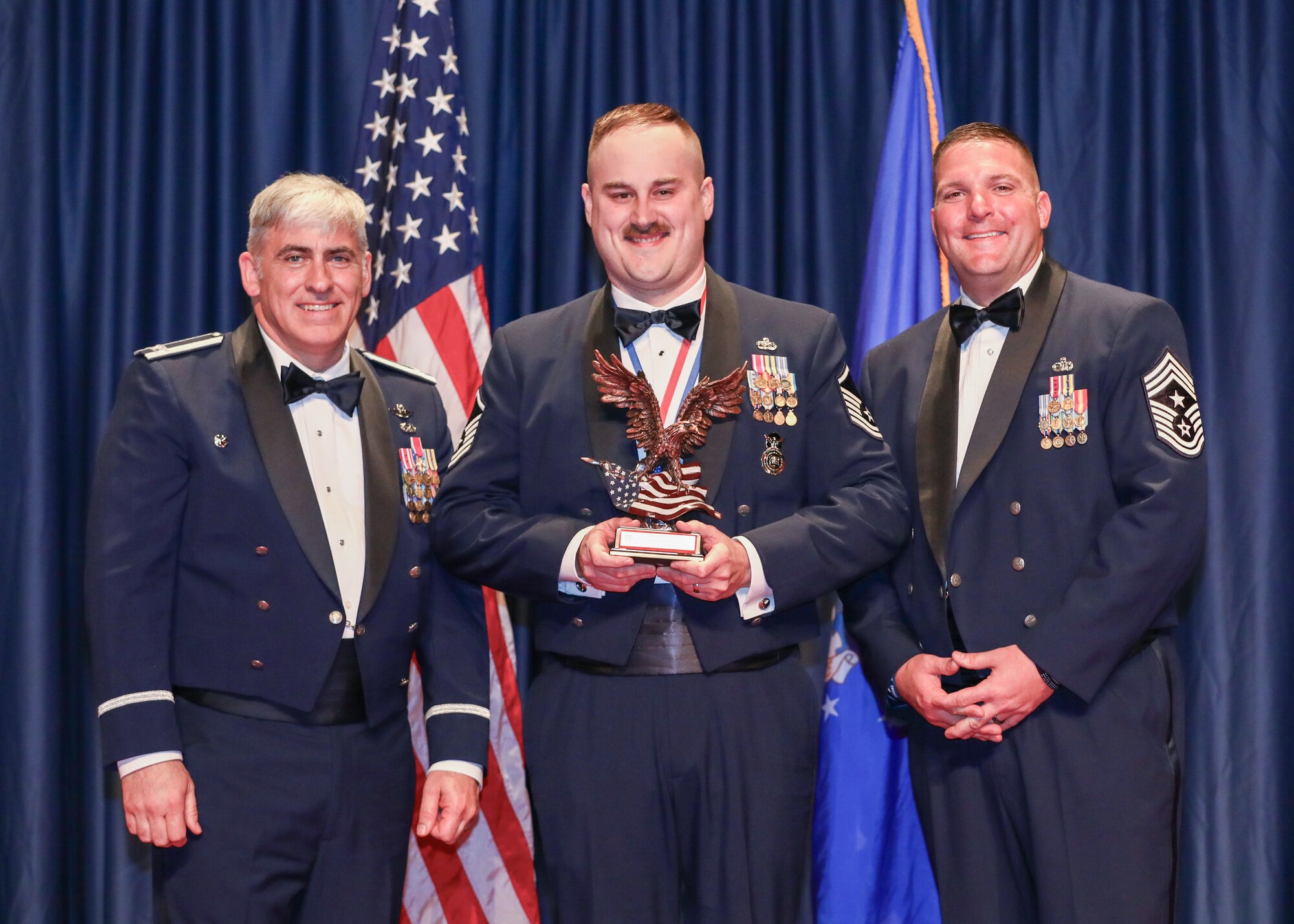 Master Sgt. Justin Van Niman, 445th Security Forces Squadron, won the 2024 Senior NCO of the Year award. Members and families of the 445th Airlift Wing, and local community leaders gathered at the National Museum of the U.S. Air Force April 5, 2025 to recognize the wing’s 2024 annual award nominees and winners.