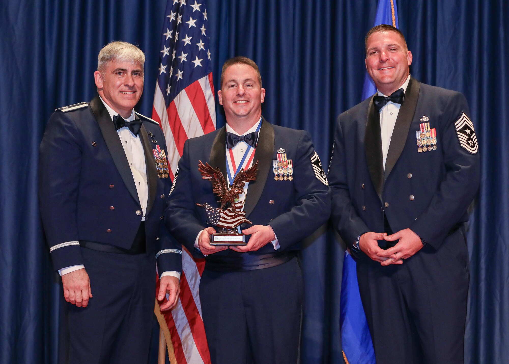Senior Master Sgt. Mark Gehri, 445th Aircraft Maintenance Squadron, won the 2024 First Sergeant of the Year award. Members and families of the 445th Airlift Wing, and local community leaders gathered at the National Museum of the U.S. Air Force April 5, 2025 to recognize the wing’s 2024 annual award nominees and winners.