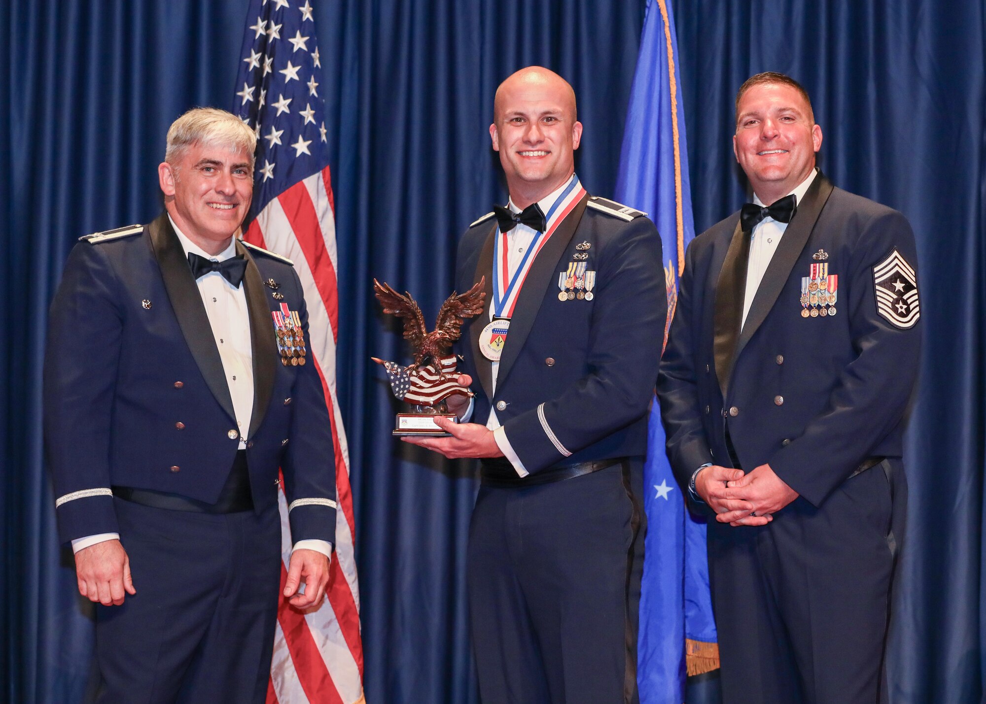 Capt. Joel Russo, 445th Logistics Readiness Squadron, won the 2024 Company Grade Officer of the Year award. Members and families of the 445th Airlift Wing, and local community leaders gathered at the National Museum of the U.S. Air Force April 5, 2025 to recognize the wing’s 2024 annual award nominees and winners.