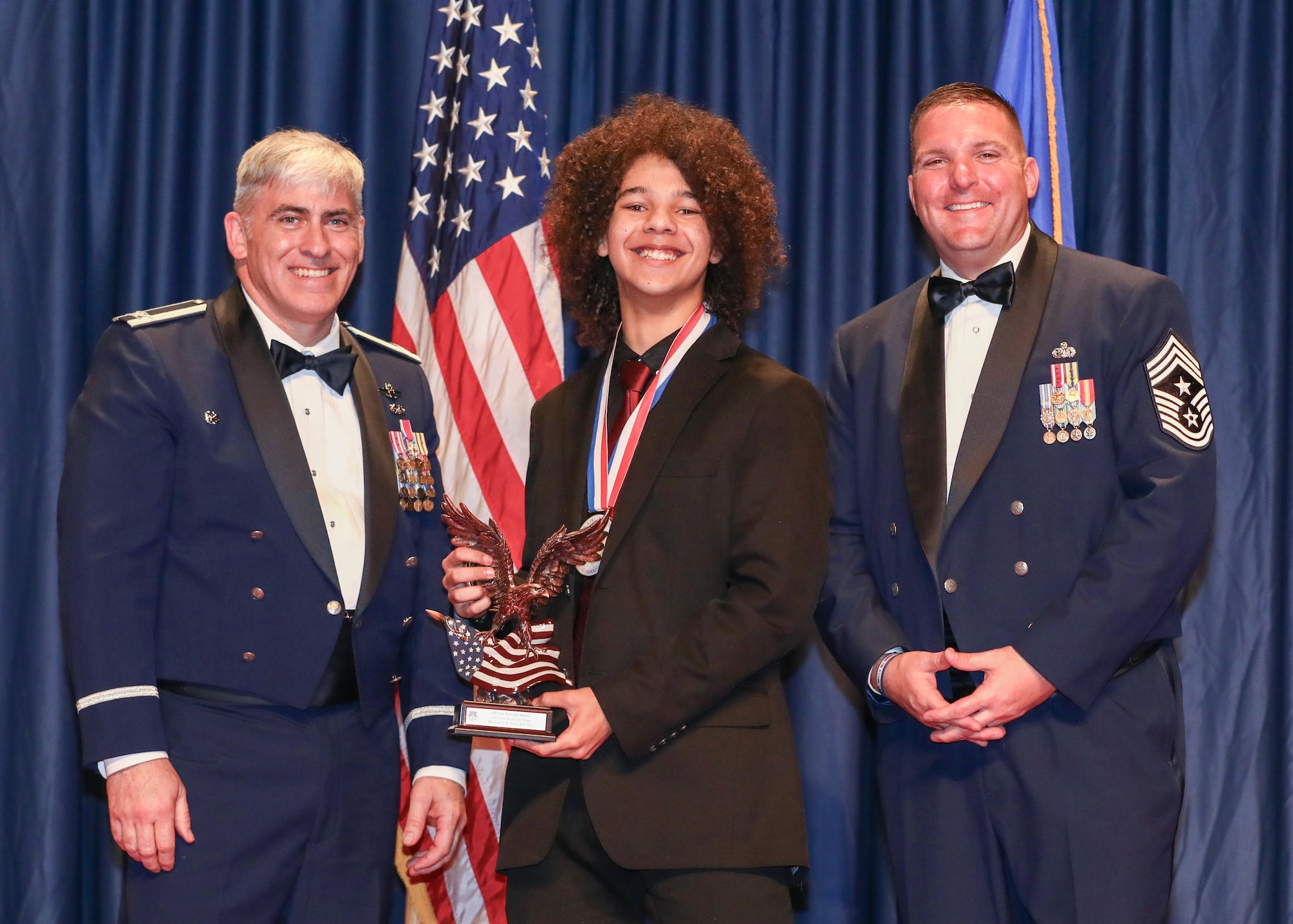 Mr. Logan King, son of Mrs. Shanna King, 445th Force Support Squadron, won the 2024 Youth of the Year. Members and families of the 445th Airlift Wing, and local community leaders gathered at the National Museum of the U.S. Air Force April 5 to recognize the wing’s 2024 annual award nominees and winners.