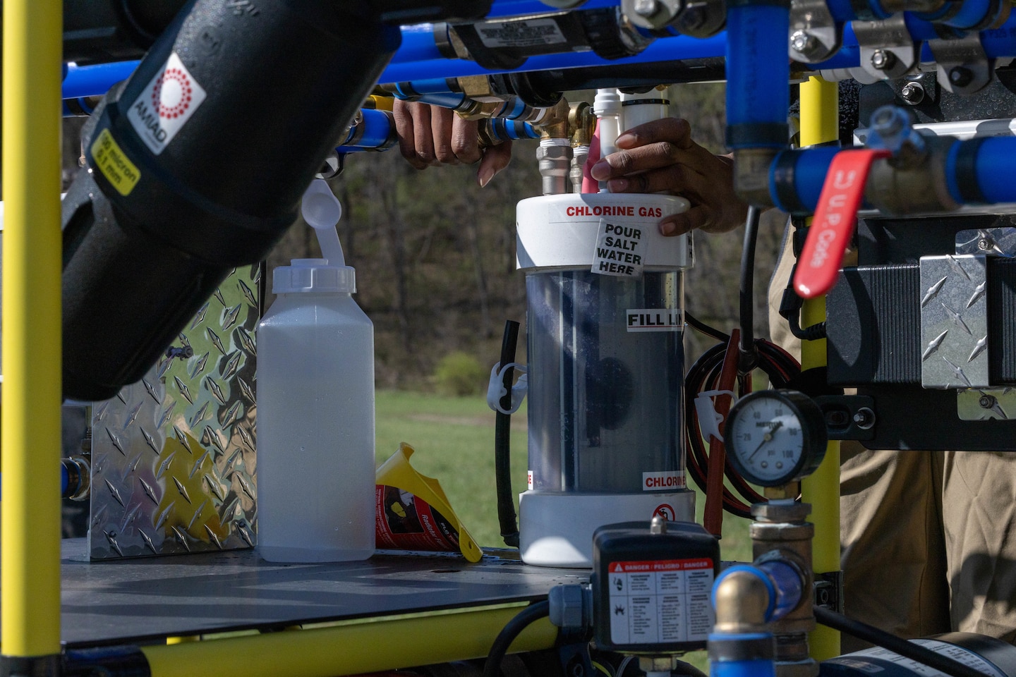 A close up of a filtration system.