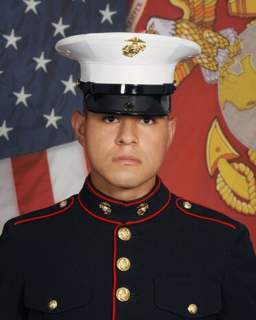 A photo taken of U.S. Marine Corps Lance Cpl. Marcelino Gamino, a combat engineer with 1st Combat Engineer Battalion, 1st Marine Division, at an unknown date while he was undergoing recruit training at Marine Corps Recruit Depot San Diego, California. He enlisted in May 2022 and was promoted to lance corporal in August 2024. His decorations include the National Defense Service Medal and Sea Service Deployment Ribbon. He deployed to Darwin, Australia, with Marine Rotational Force - Darwin in 2024. Gamino was a native of Fresno, California. (U.S. Marine Corps courtesy photo)