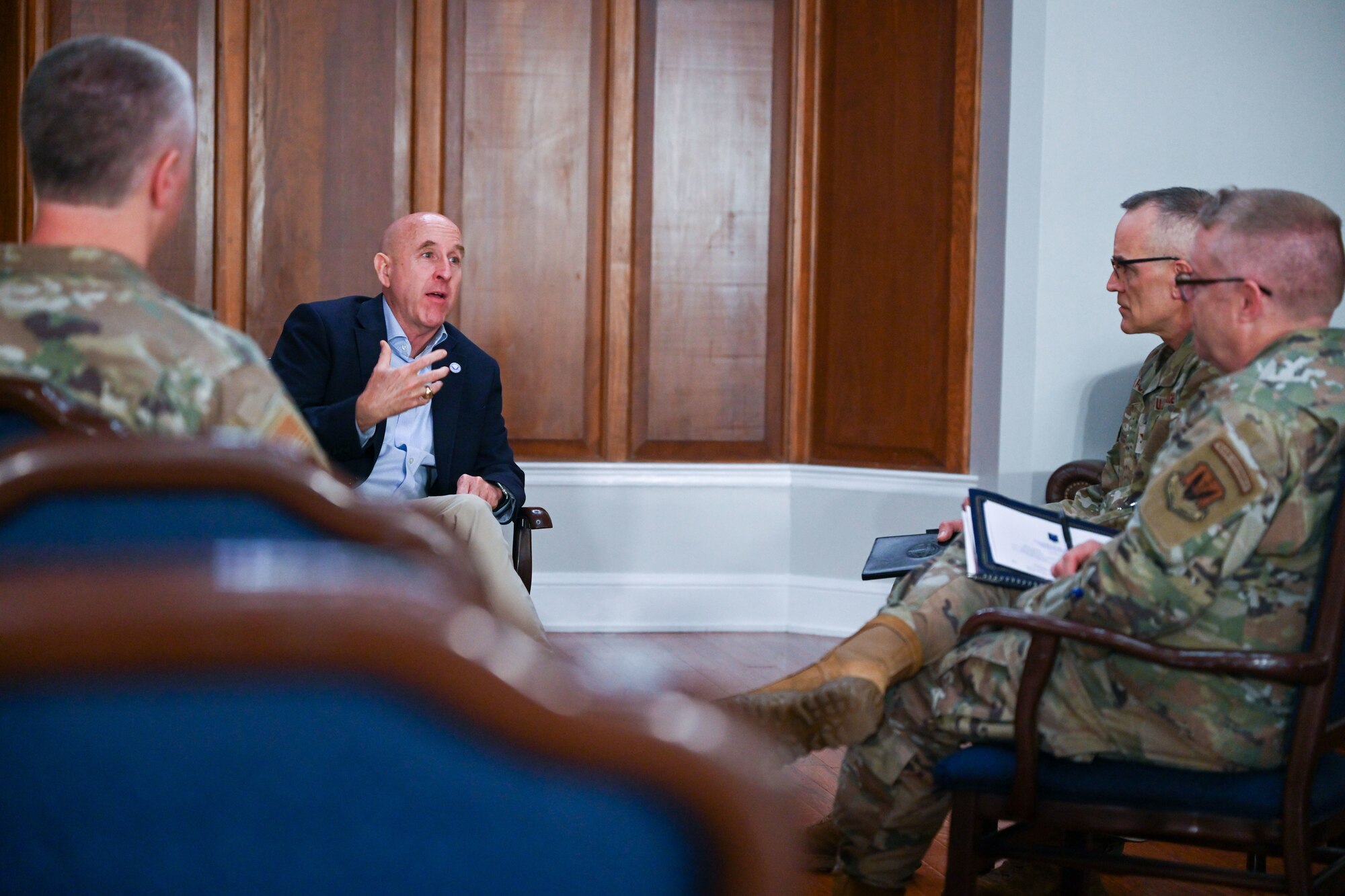 AFAS CEO speaks to a few Chaplains during his visit to JBLE.