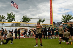 Future Airmen from across Alabama, gathered at Montgomery Biscuits Stadium on Friday, April 11, 2025, for the 331st Recruiting Squadron’s Delayed Entry Program All Call.
