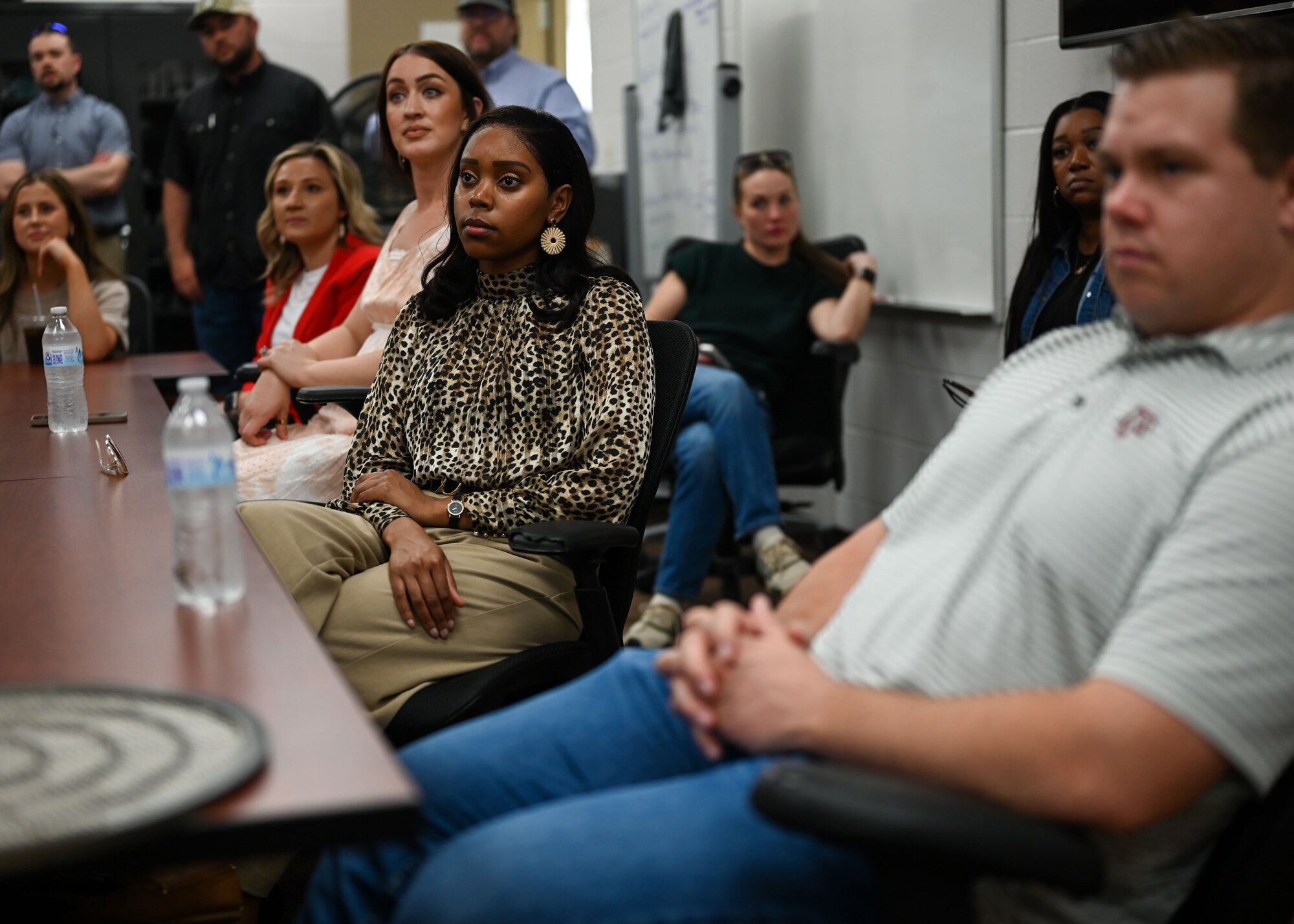 Leadership San Angelo members listen to a briefing about 312th Training Squadron special instruments training during the Leadership San Angelo Immersion at the Louis F. Garland Department of Defense Fire Academy at Goodfellow Air Force Base, Texas, April 17, 2025. Leadership San Angelo is a program designed by the San Angelo Chamber of Commerce to develop future community leadership. (U.S. Air Force photo by Senior Airman Evelyn J. D’Errico)