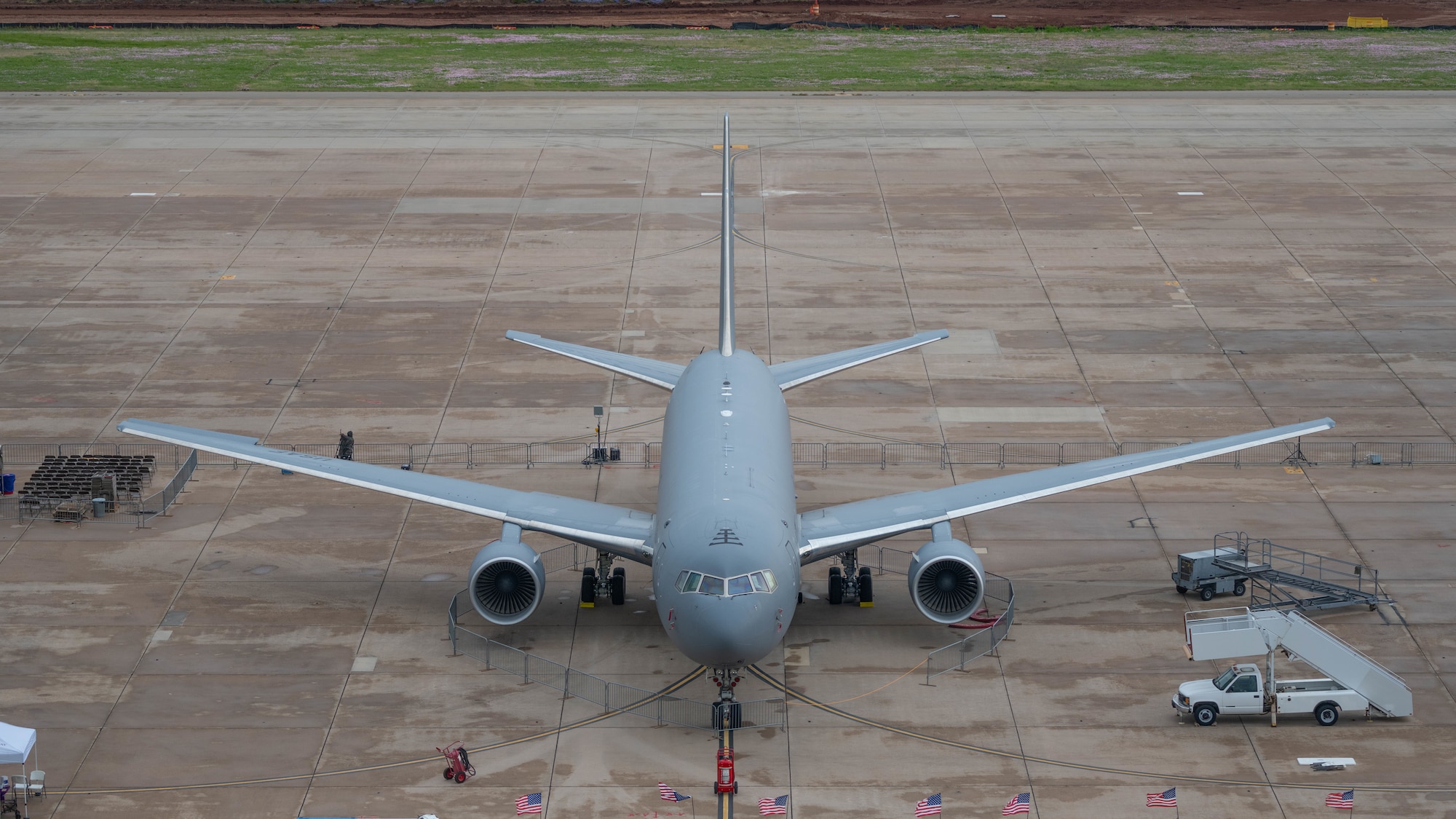 a plane sits on the flightline