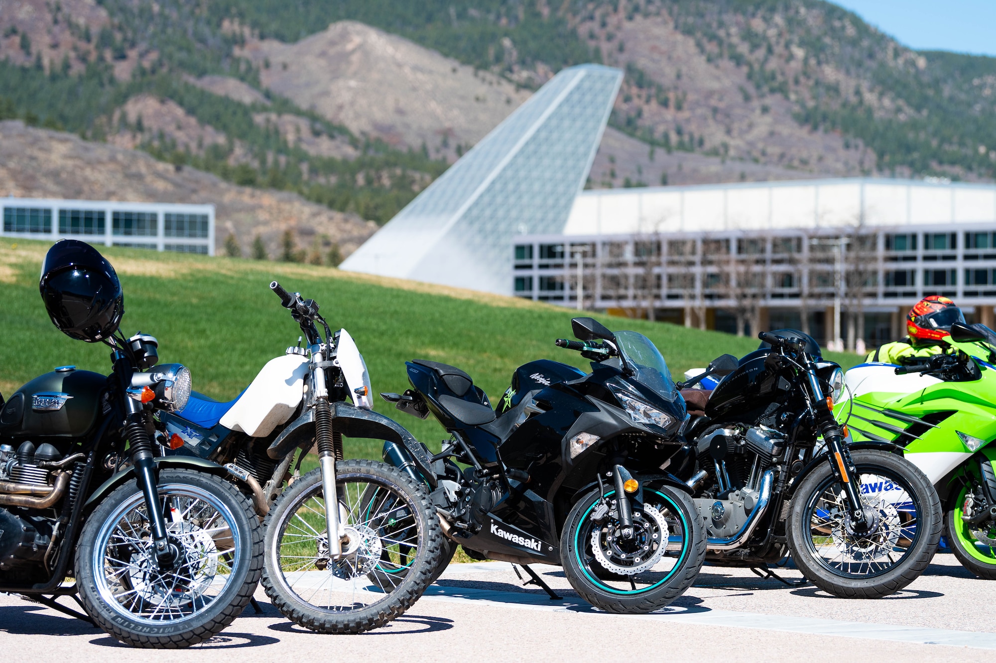 The U.S. Air Force Academy Safety office and 10th Security Forces Squadron hosted Motorcycle Safety Day and Spring Safety Fest at the Academy, Colo., April 17, 2025. (U.S Air Force Photo by Ray Bahner)