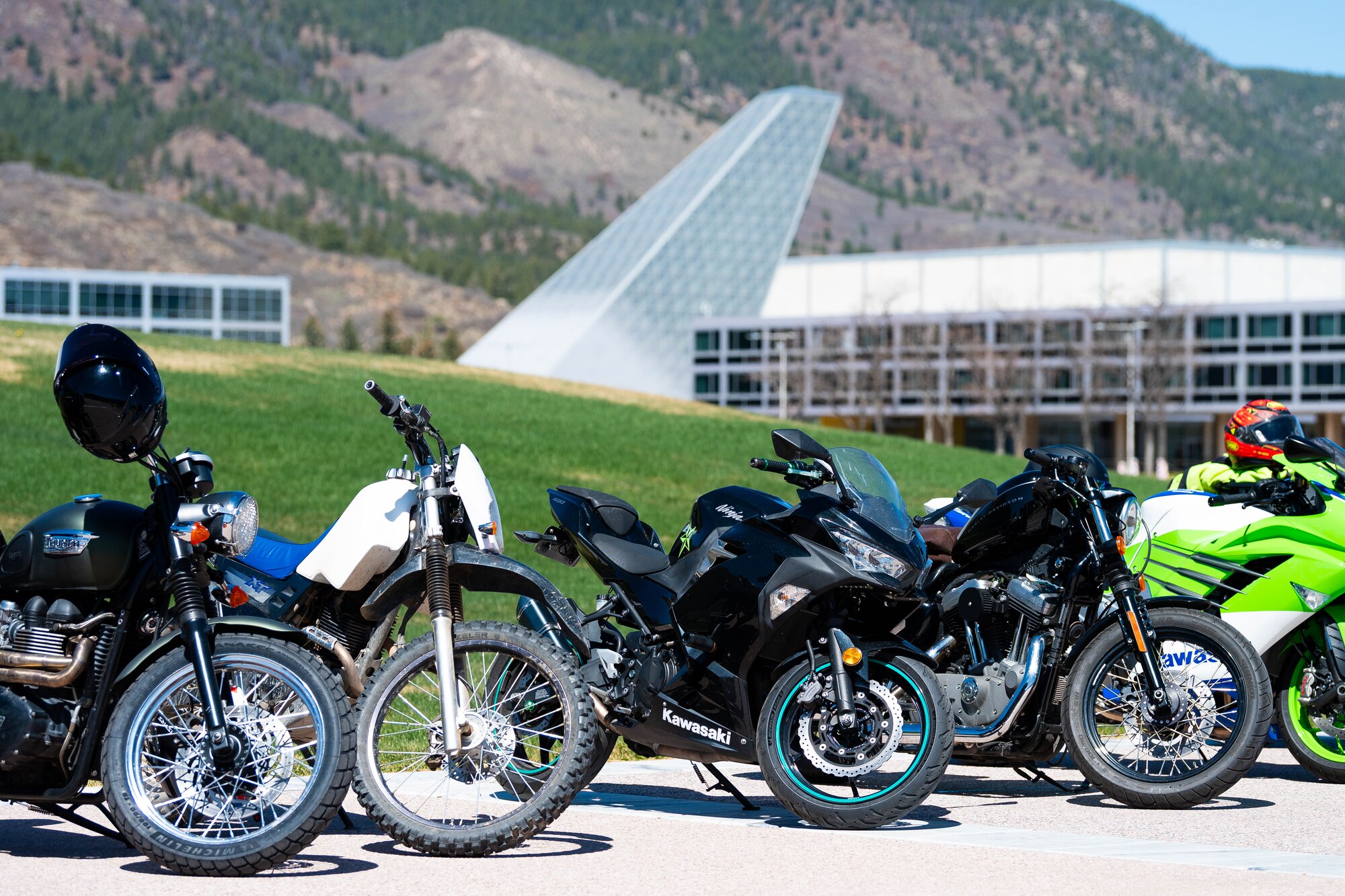 The U.S. Air Force Academy Safety office and 10th Security Forces Squadron hosted Motorcycle Safety Day and Spring Safety Fest at the Academy, Colo., April 17, 2025. (U.S Air Force Photo by Ray Bahner)