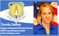 AFIMSC Mission Monday graphic with official photo of Tonda Sallee allong with AFCEC shield beside her photo.