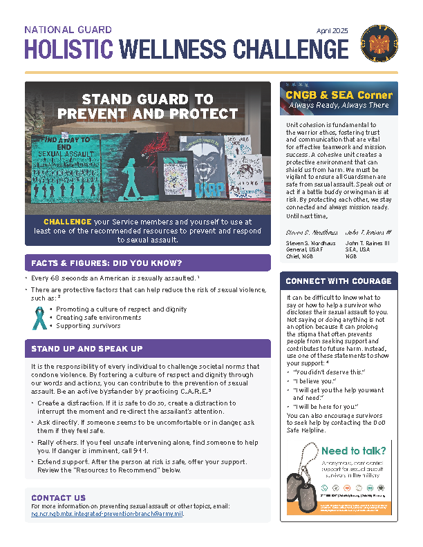 Holistic Wellness Challenge - Stand Guard to Prevent and Protect - April 2025