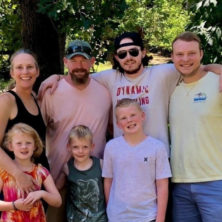 The Sparks family, minus their two oldest daughters, just before Maj. Amy Sparks’ last deployment.