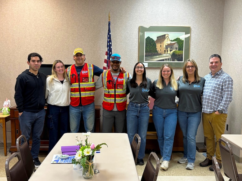 Terri McClure, program manager for private property debris removal intake and oversight in McDowell County, North Carolina (second from right), poses for a photos with her team at a PPDR application fair held in Old Fort, N.C. on April 3, 2025. Events such as this are part of a coordinated effort to integrate into the community and reach the greatest number of residents to ensure they know of the federal assistance for debris removal from their properties caused by Hurricane Helene.