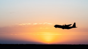 A C-130J Super Hercules equipped with external fuel tanks, assigned to the 39th Airlift Squadron, leaves for a Max Endurance Operation enroute to support Exercise Balikatan 25 at Dyess Air Force Base, Texas, April 17, 2025. Balikatan is a longstanding annual exercise between the Armed Forces of the Philippines and U.S. military designed to strengthen our ironclad alliance, improve our capable combined force, and demonstrate our commitment to regional security and stability. (U.S. Air Force photo by Airman 1st Class Jade M. Caldwell)