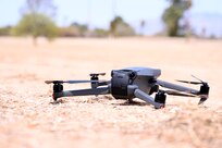 Drone rests on the ground