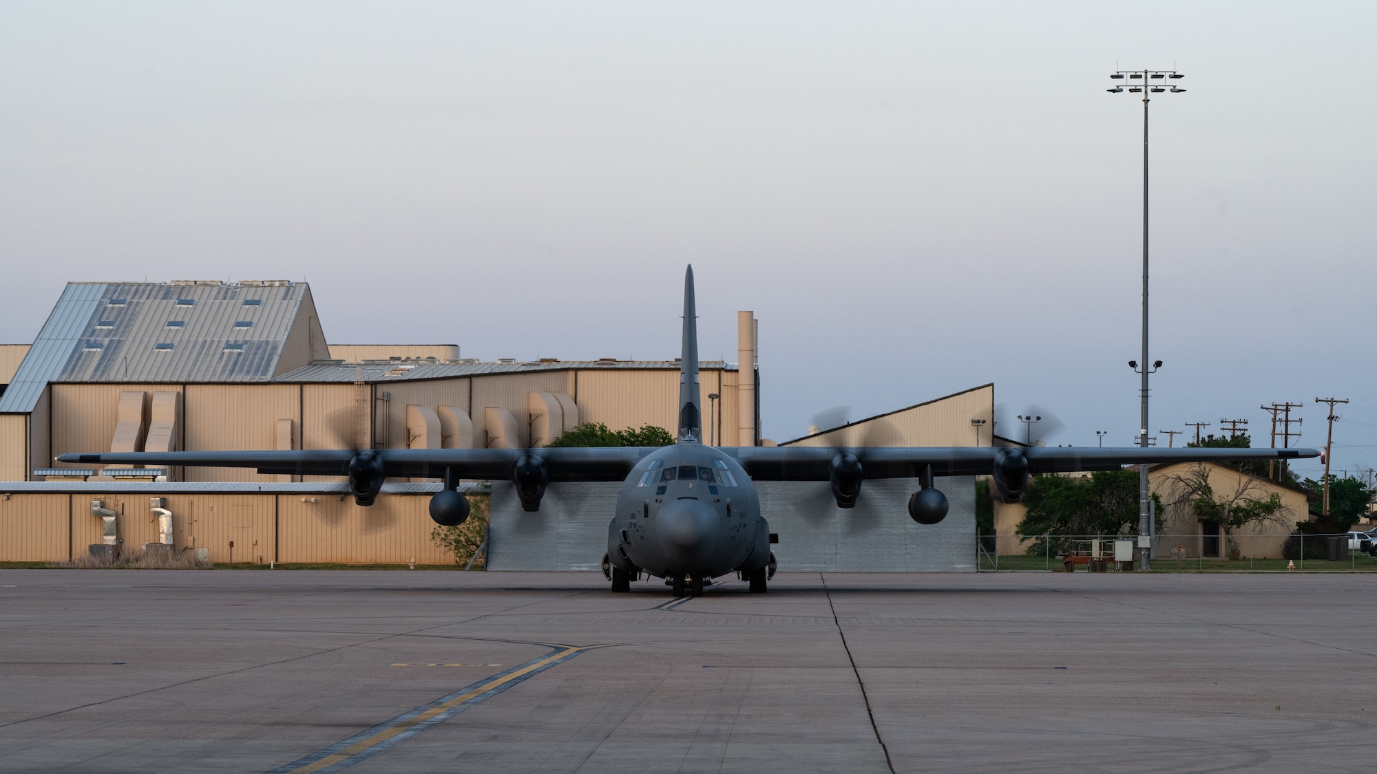 A C-130J Super Hercules, assigned to the 39th Airlift Squadron, equipped with external fuel tanks prepares to takeoff for a Max Endurance Operation enroute to support Exercise Balikatan 25 at Dyess Air Force Base, Texas, April 17, 2025. Balikatan is a longstanding annual exercise between the Armed Forces of the Philippines and U.S. military designed to strengthen our ironclad alliance, improve our capable combined force, and demonstrate our commitment to regional security and stability (U.S. Air Force photo by Airman 1st Class Jade M. Caldwell)