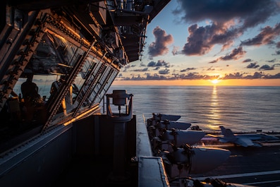 PACIFIC OCEAN (April 22, 2025) — An F/A-18E Super Hornet from the “Blue Diamonds” of Strike Fighter Squadron (VFA) 146 launches from the flight deck of the aircraft carrier USS Nimitz (CVN 68) in the Pacific Ocean, April 22, 2025. Nimitz is underway...