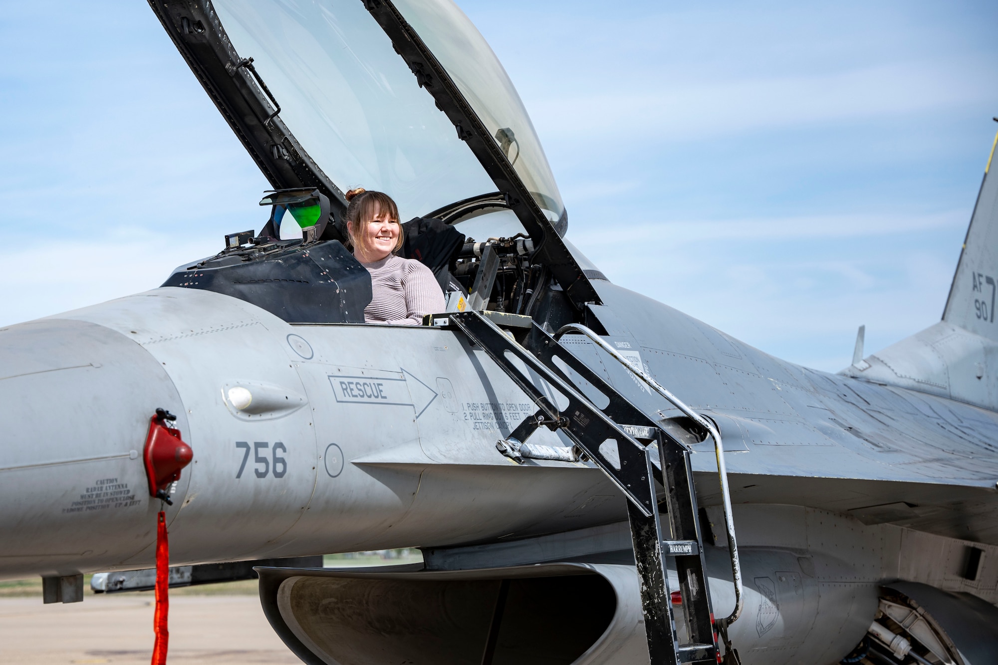 A person sits in a jet.