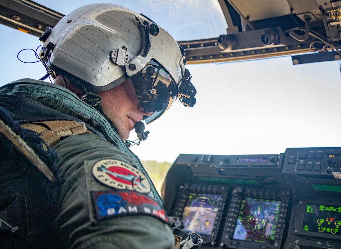 U.S. Marine Corps Maj. Jeremy Haney, pilot, Marine Medium Tiltrotor Squadron 365, Marine Aircraft Group 26, 2nd Marine Aircraft Wing, maneuvers a MV-22 Osprey as part of a Marine Air-Ground Task Force demonstration, during the 2025 Beaufort Airshow at Marine Corps Air Station Beaufort, South Carolina, April 13, 2025. The MAGTF is combined of four elements—Command Element, Ground Combat Element, Aviation Combat Element and Logistics Combat Element—that work seamlessly together. Within days, a MAGTF can be anywhere in the world and arrive ready to accomplish its mission. The MAGTF is the ideal rapid response team, able to quickly answer the call of duty, whatever it may be, wherever it may take them. (U.S. Marine Corps photo by Lance Cpl. Kayla LeClaire)